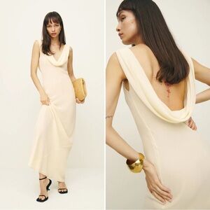 Reformation x Laura Harrier Cream Cowl Neck Gown